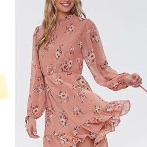 Liberty Love Blush Floral Print Dress Round Neck SZ XL